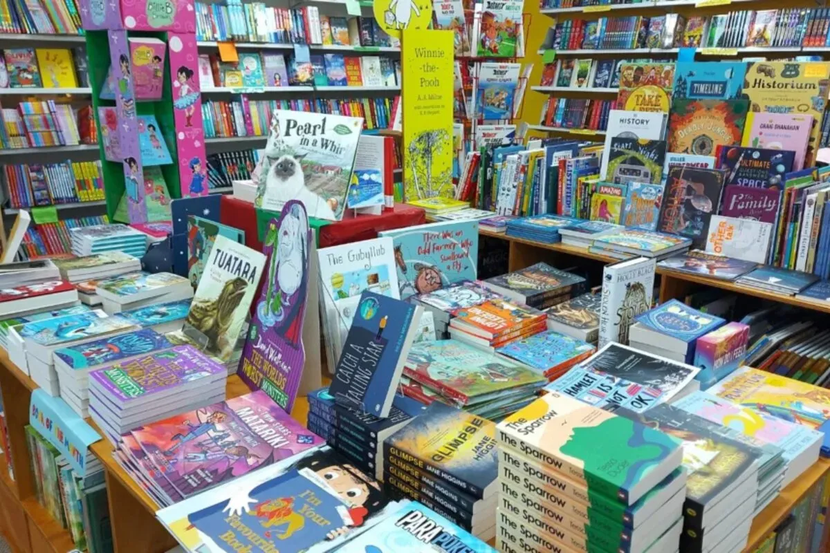 A colourful children’s book display at The Dorothy Butler Children’s Bookshop
