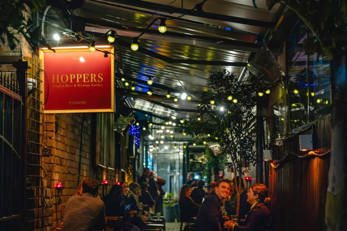 The semi-open-air garden setting at Hoppers Garden Bar