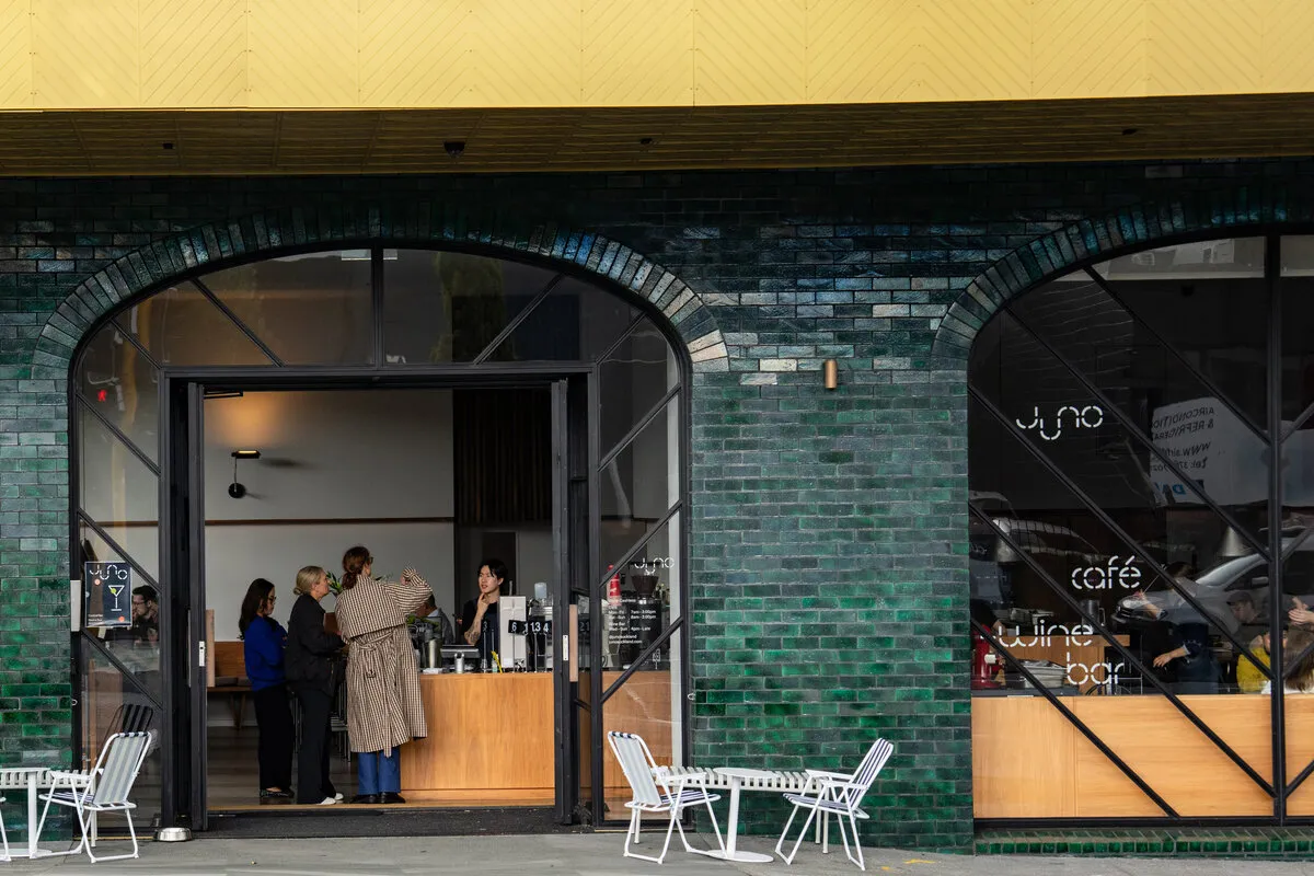 The minimalist interior of Juno bar in the Greenhouse building