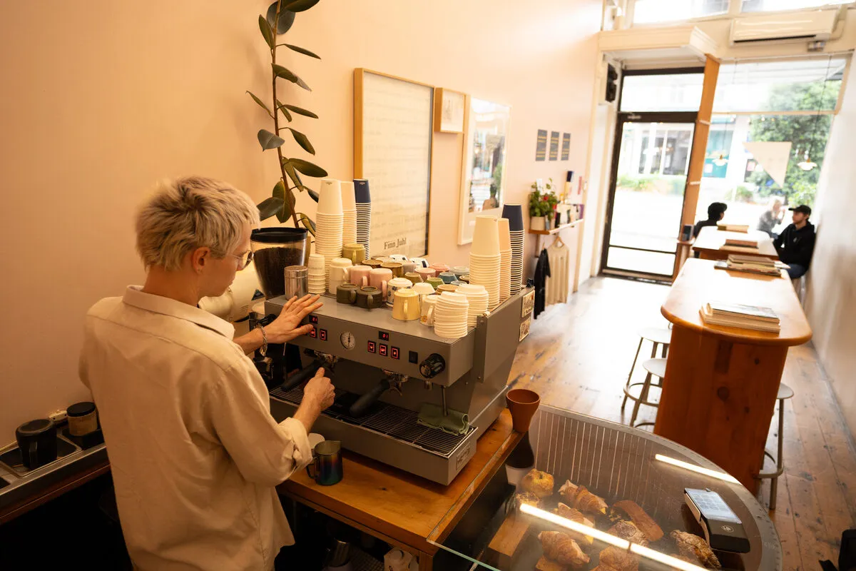 Pour-over coffee being made at Daily Daily