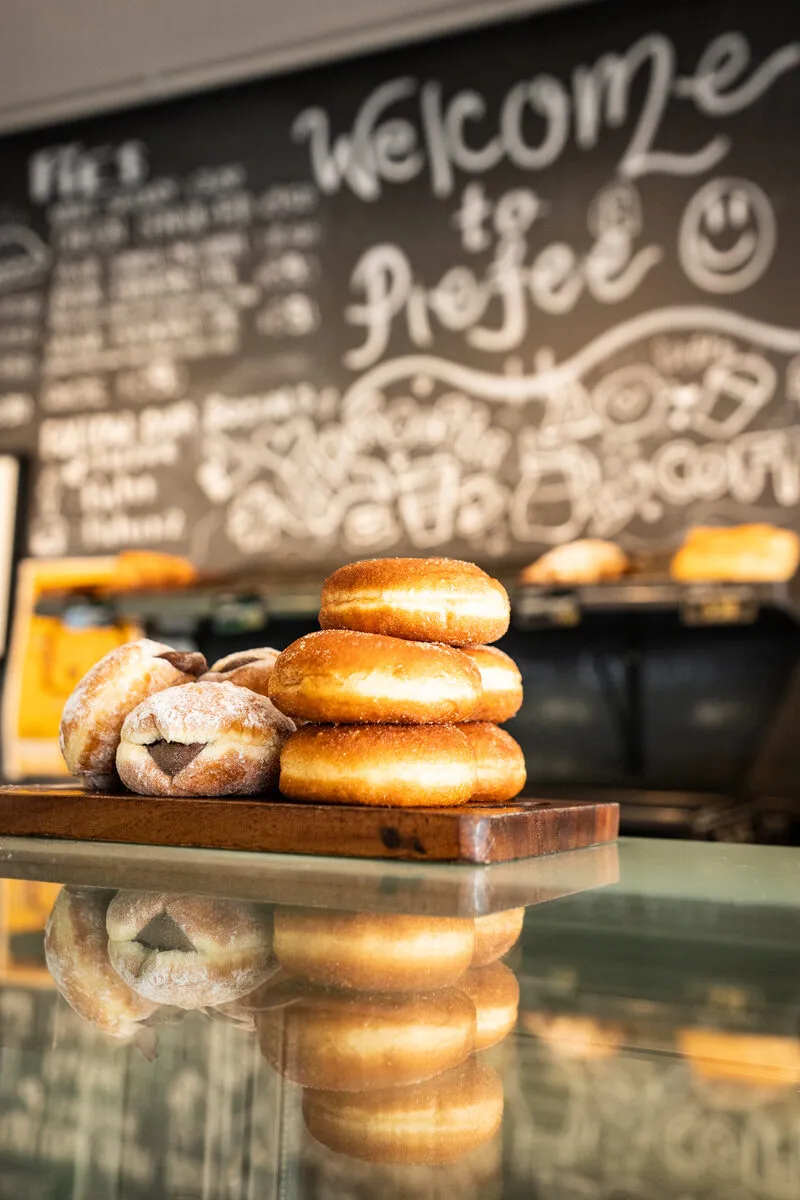 Pies and coffee on display at PieFee
