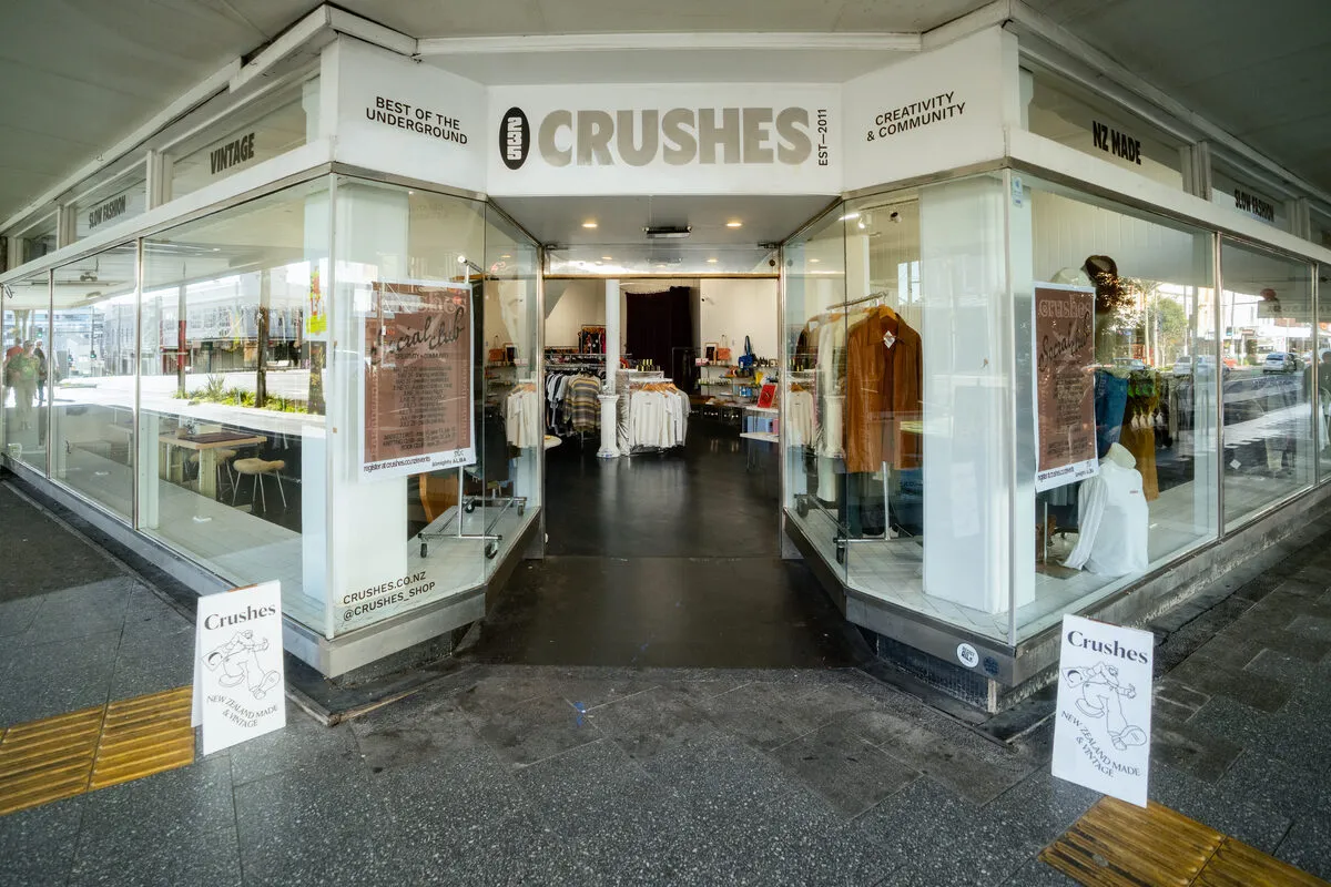 Vintage clothing and jewellery on display at Crushes