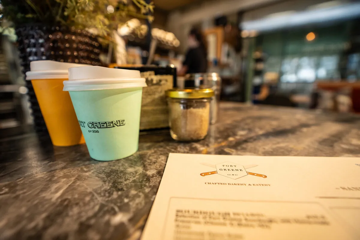 Pastries and sourdough sandwiches on the counter at Fort Greene